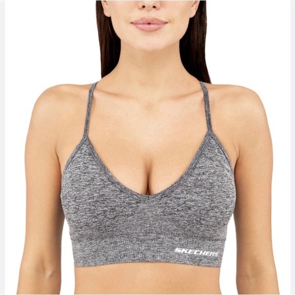 Skechers Women's Studio Seamless Cami Padded Deep V-Neck Cross-Back Lounge Bra,S - Picture 1 of 10